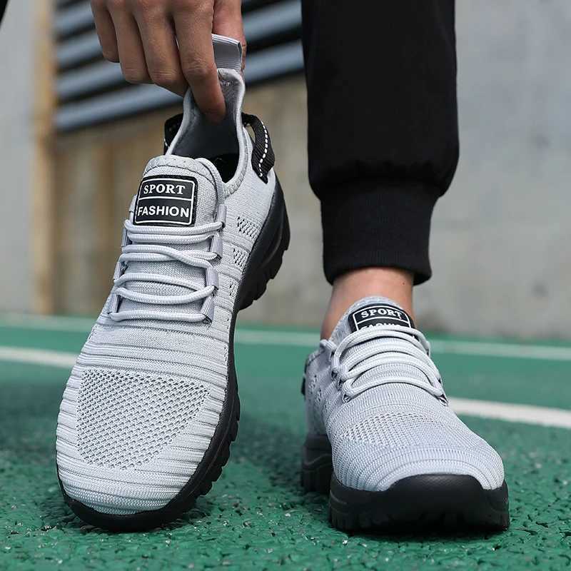 Trendy Mens Outdoor Running Sneakers Breathable Nonslip Comfortable Walking Casual Shoes New Male Footwear Lace Up Flat Shoes Z250905