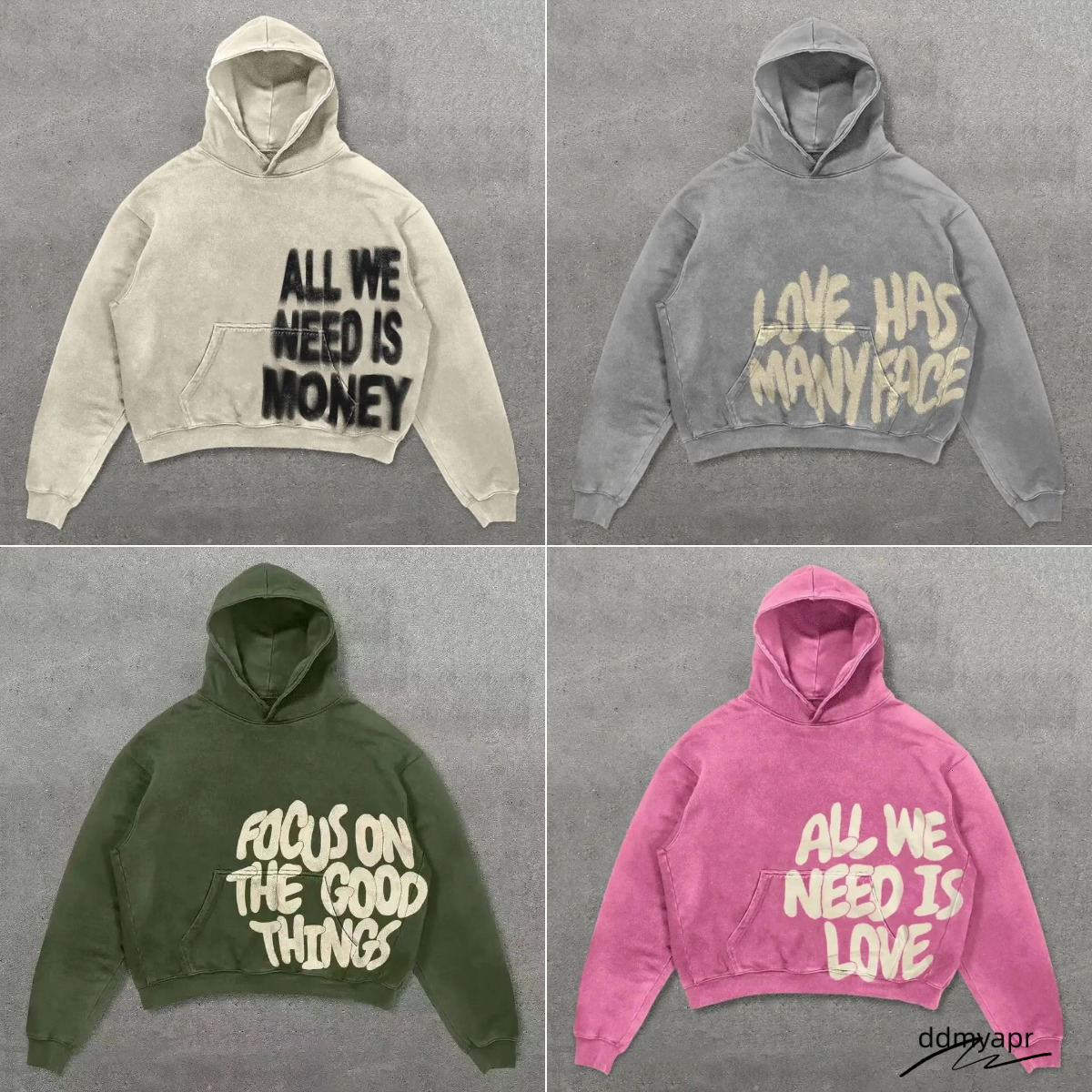 Women's Hoodies Kpop ddmyday Ins All We Need Is MONEY Print Pullover Hoodie Women Men Autumn Sweatshirt Hoody BAT SLEEVE For Youth Fans Casual Go