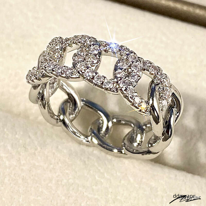 Geometric Micro-Pave - Gold/Rhodium Plated Circular Statement Ring With ddmydec Zircon Stones (Us Size 6-10) ddmydec