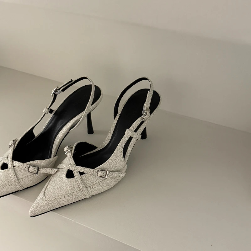 2025 Womens Sandals Trendy Buckle Summer Elegant Pointed Toe Pumps High Heels Outdoor Banquet Slingback Shoes 250905