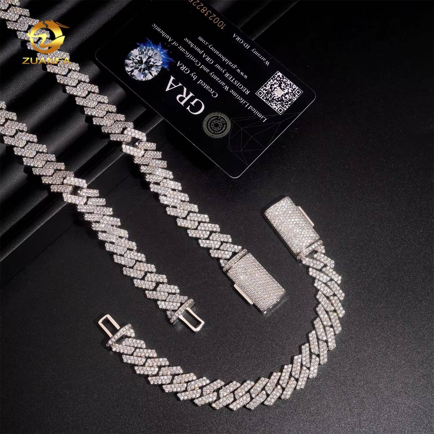 Pass Diamond Tester Hip Hop Jewelry Iced Out Necklace VVS Moissanite 925 Silver Cuban Link Chain