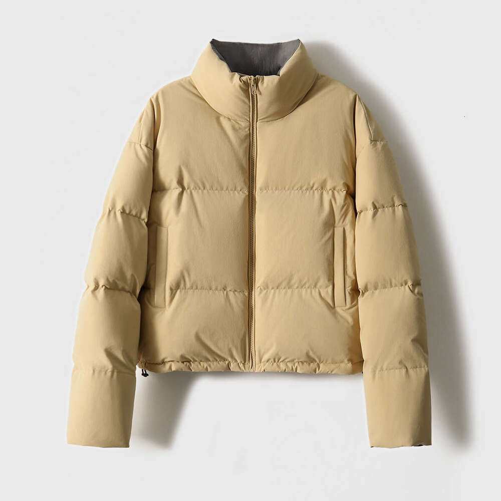 Reversible 95% White Goose Down Puffer Soft Loose Bread Jacket High-End Women's New Short Coat B5