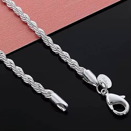 Wholesale Hip Hop Sterling Silver 925 Rope Chain Twist Necklace Wedding Engagement Jewelry 12mm Chunky Rope Chain Necklace
