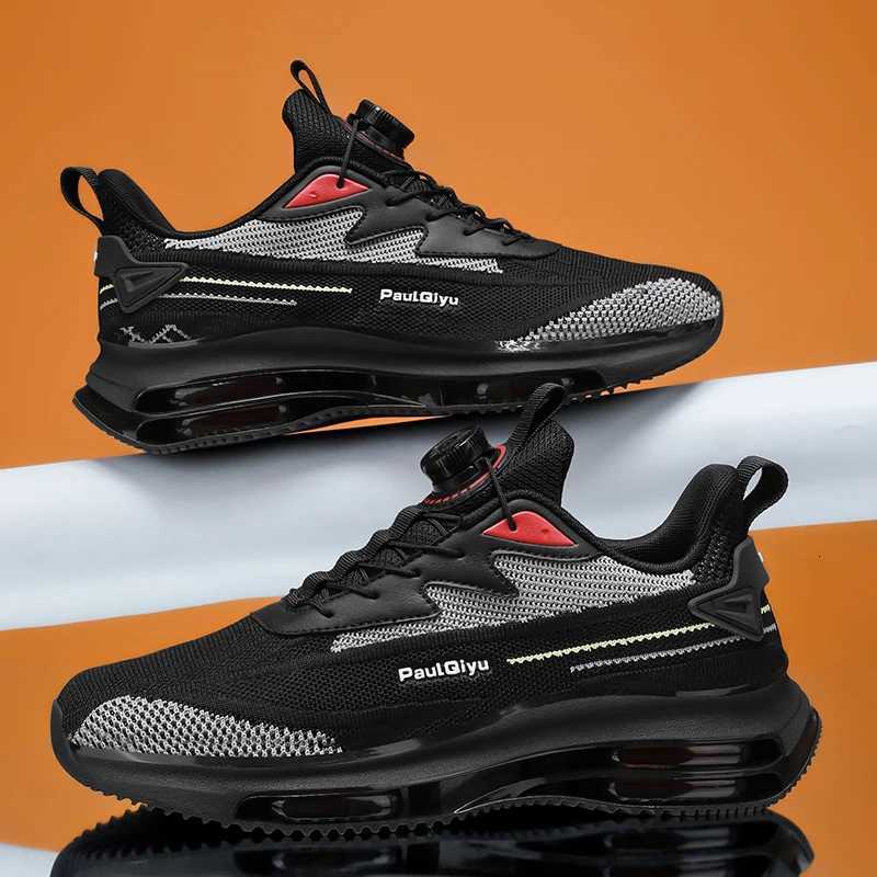 Mens Thin Mesh Shoes with Rotating Buttons LaceFree Sports and Casual Shoes Breathable Running Shoes Z250905