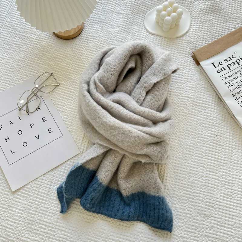 Korean Version Green Knitted Scarf For Women Winter Soft And Glutinous Solid Color Shl For WomenXJ250905