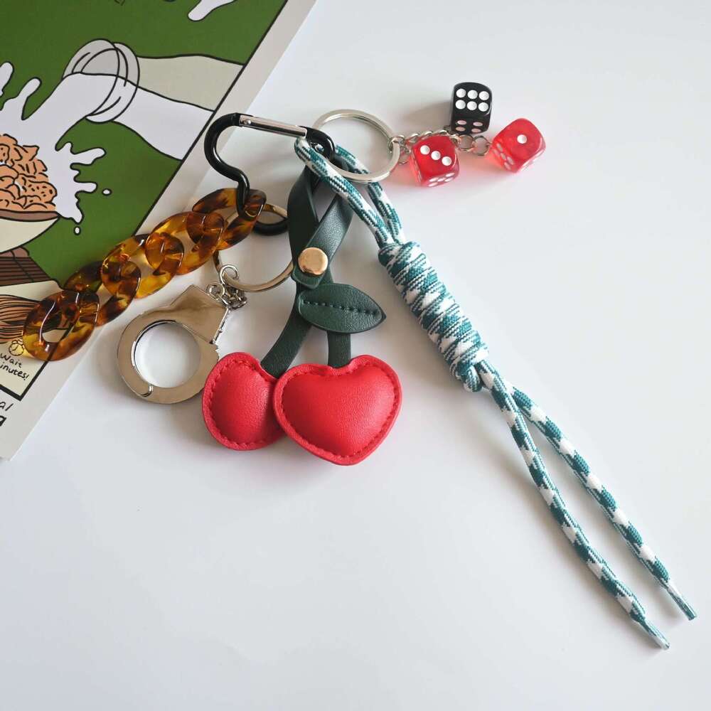 DHEssentials 2025 Spring Retro Cherry Bag Charm, Mixed - Material, Drop - Glued, Ins - Style, Cute Fruit - Themed Dec