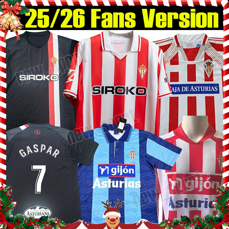 4XL 25/26 Sporting de Gijon soccer jerseys J.OTERO GASPAR JUSTIN E.CURBELO New Fans Version 2024 2025 home camiseta de futbol home kids socks football shirts