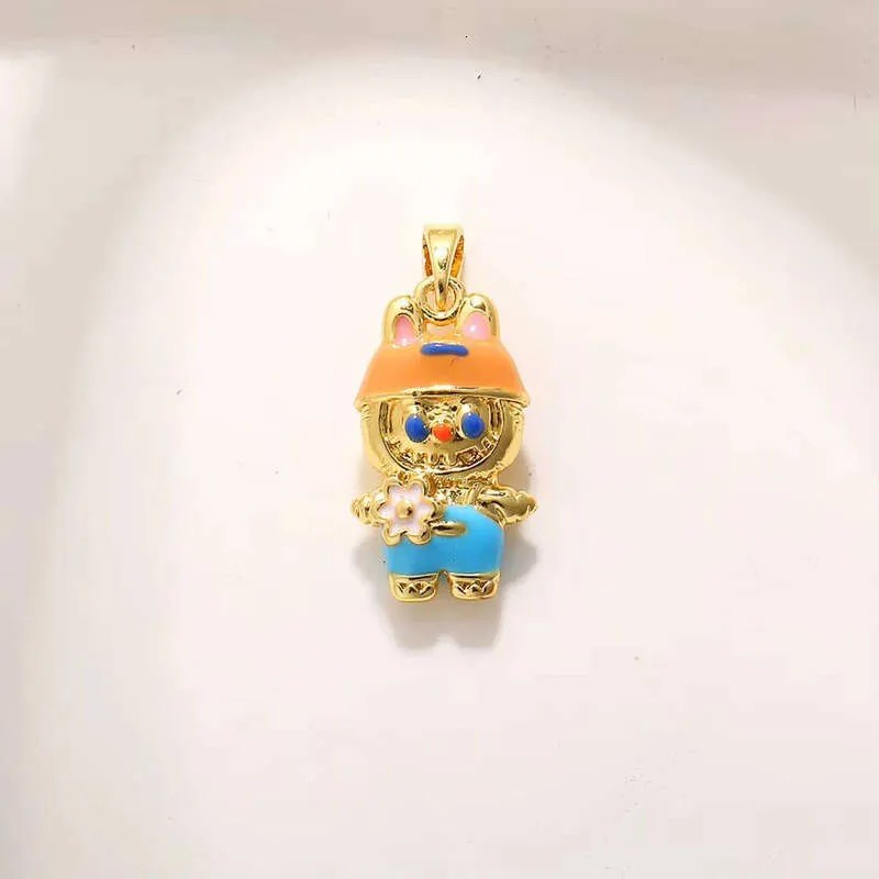 LABUBU Fashion Jewelry Charm Gold-Plated Brass Enamel Labubu Pendant Stainless Steel Women's Necklace Chain