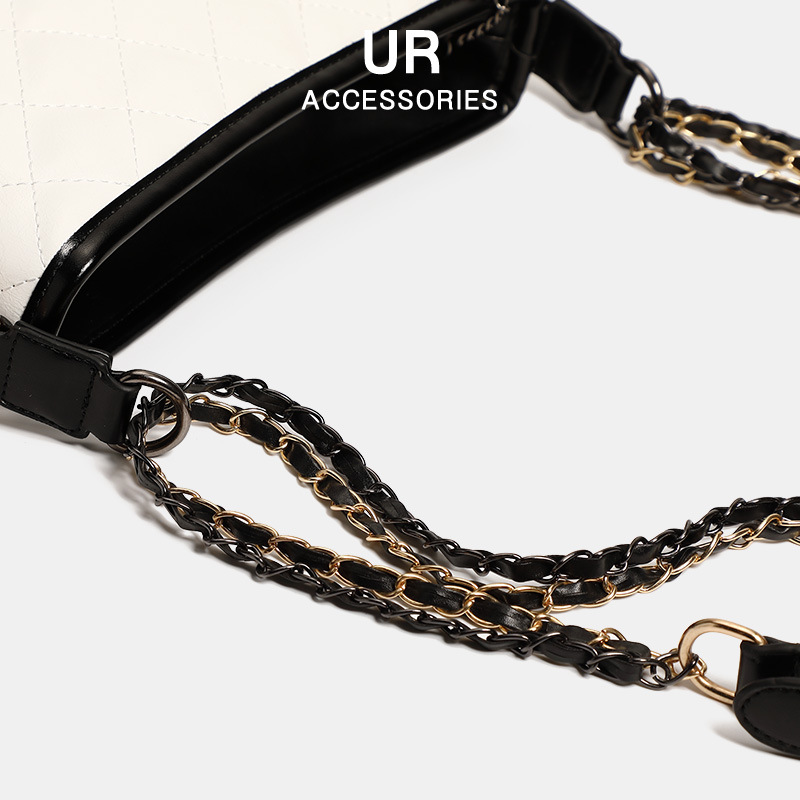 2025 New Women's With Stray Back And Double Color Chain Niche Single Shoulder Crossbody Dia Grid Bag, Water Bucket Bag fashion Designer