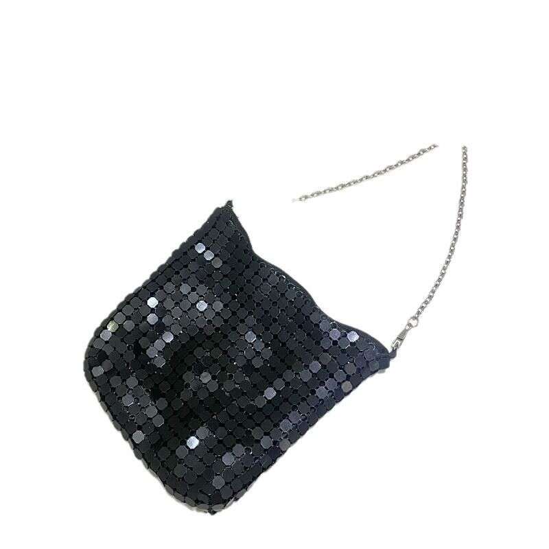 2024 New Niche Popular Handbag Shoulder Light Rhinestone Wrapped Aluminum Sheet Mobile Phone Bag, Hand-Held