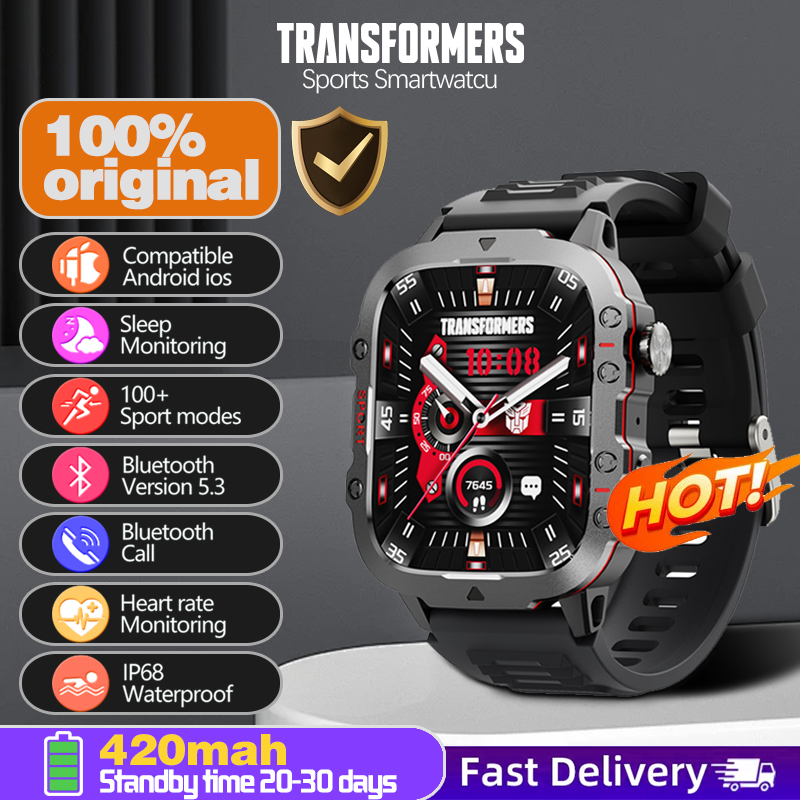 TRANSFORMERS Watch TF-H01 Bluetooth Call Smartwatch 420 Mah Battery IP68 Waterproof Health Monitor Sport Tracker Smart Watch Men Boy