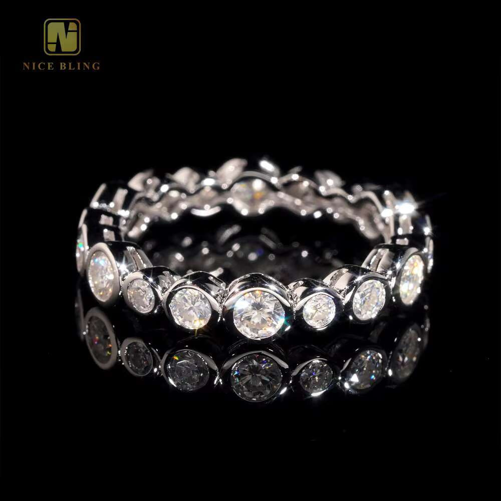 Fine Jewelry S Sier Bezel Radiant Cut ddmyday VVS Moissanite Ring Women Finger Rings Wedding Engagement