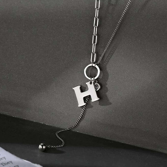 DH collections: S925 Silver H - Letter Necklace for Women - Korean - inspired Ins - style Tassel Pendant