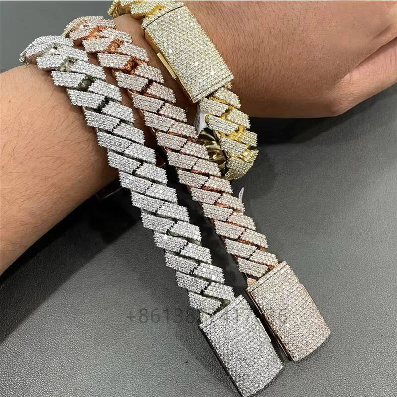 Zuanfa Custom Men Jewelry VVS Lab Diamond Iced Out Moissanite Cuban Link Chain