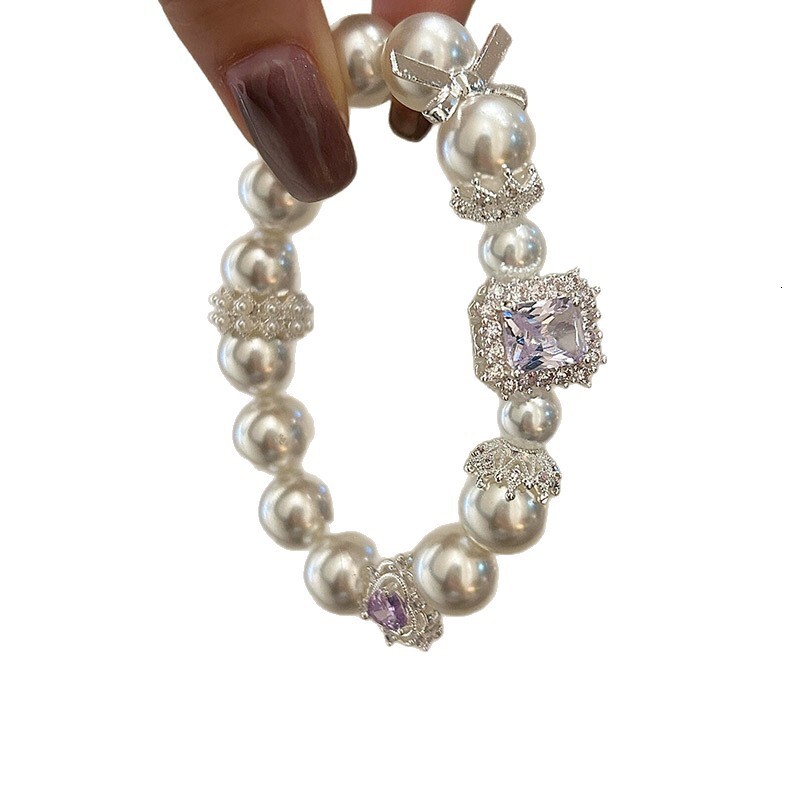 Pearl Zircon Heart Beaded Exquisite Elegant Bracelet Versatile Niche High-end Feel Women's Jewelry