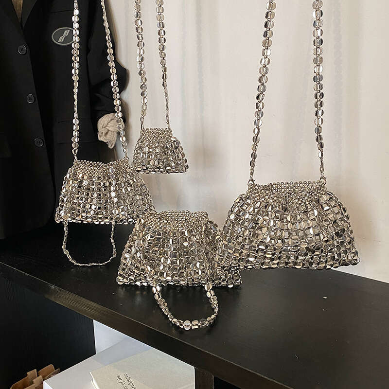 Korean Style Simple Underarm Handwoven Beaded Chain Handbag 2025 New Office Commuter Women's Bag