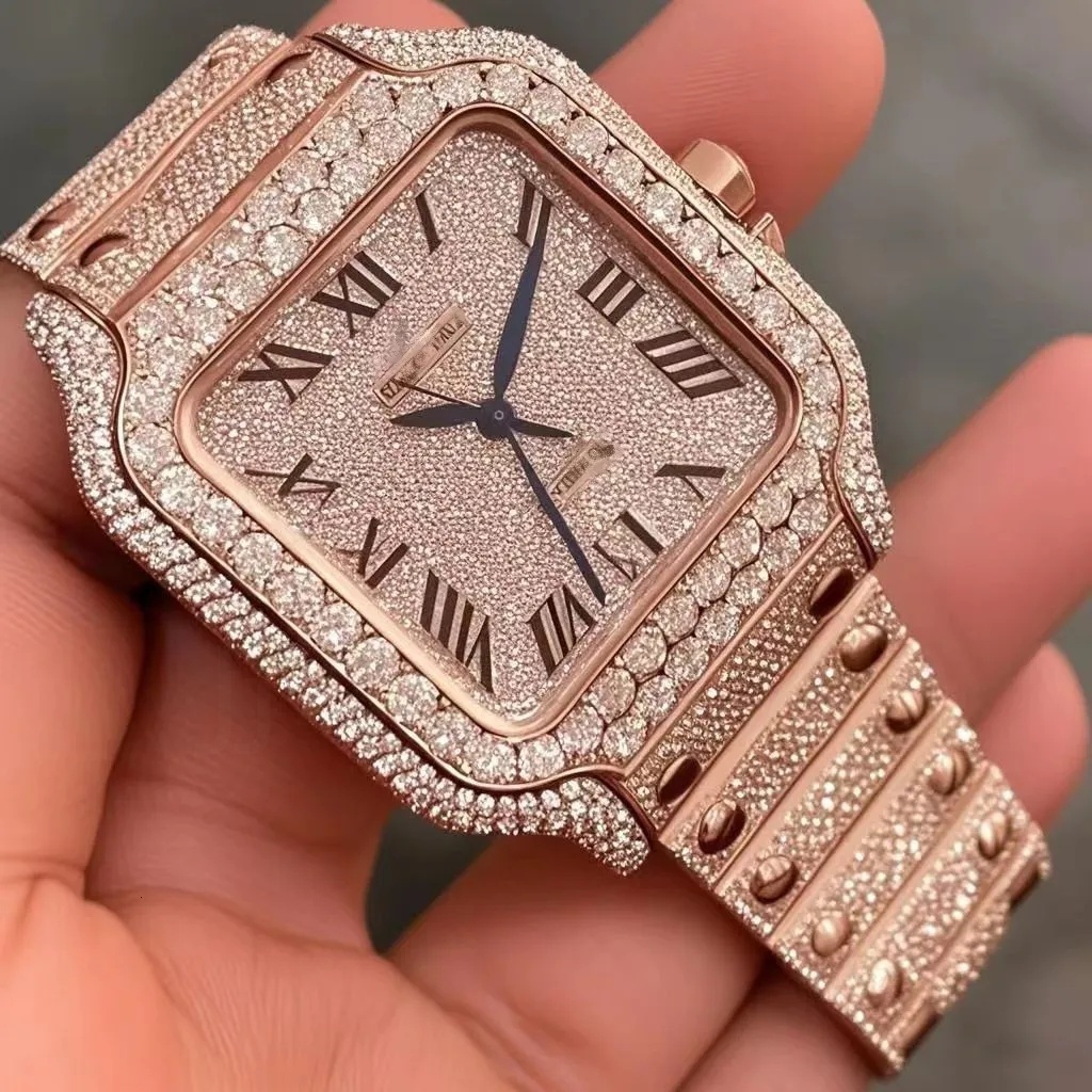 VVS Top Quality Automatic Mechanical Iced Out Women Designer Men Moissanite Pass Dia Watches Free delivery moissanite watch pass dia test with box 333