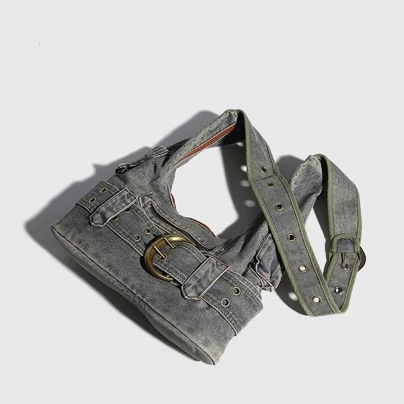 2025 new y2k washed denim bag womens bag texture armpit bag casual versatile bag diagonal cross bag Z250903