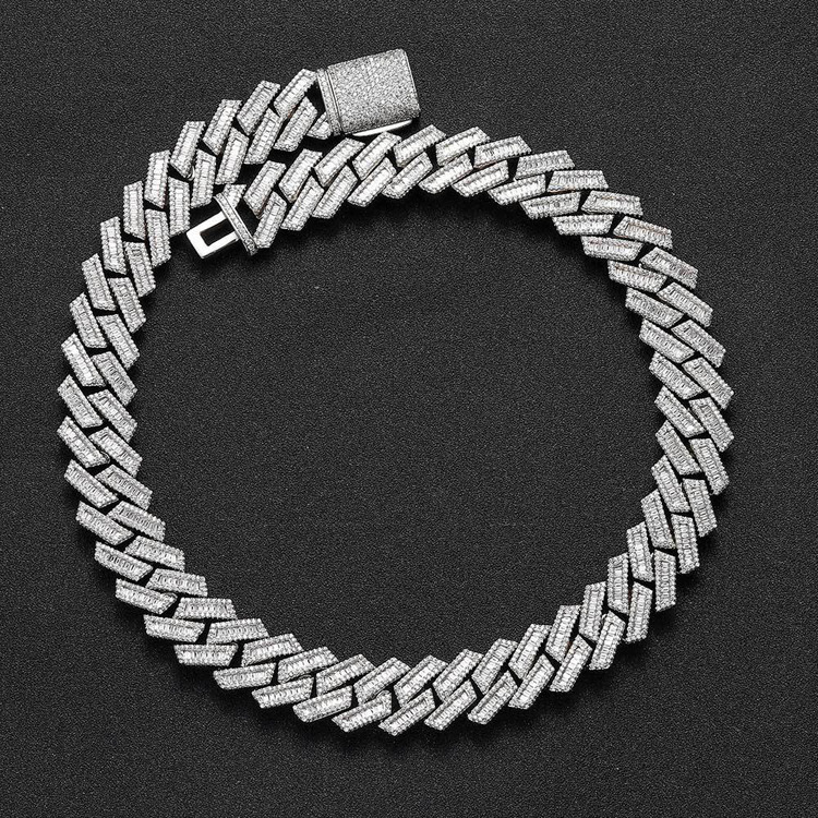 GZYSJEWELRY Manufacturer Men Jewelry Store 3A Moissanite Moissanite 18mm Gold Heavy Prong Chain Necklaces