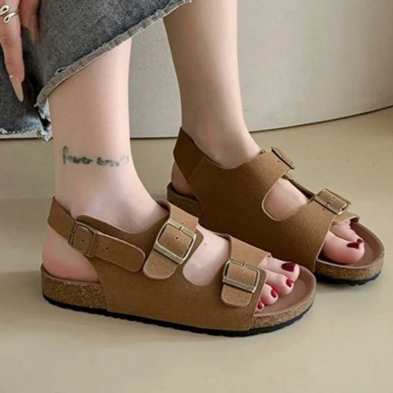 Womens Sandals 2025 Summer Casual Thick Bottom Flat Trend Open Toe Solid Color Sandals Lightweight Outdoor Walking Slippers W250905