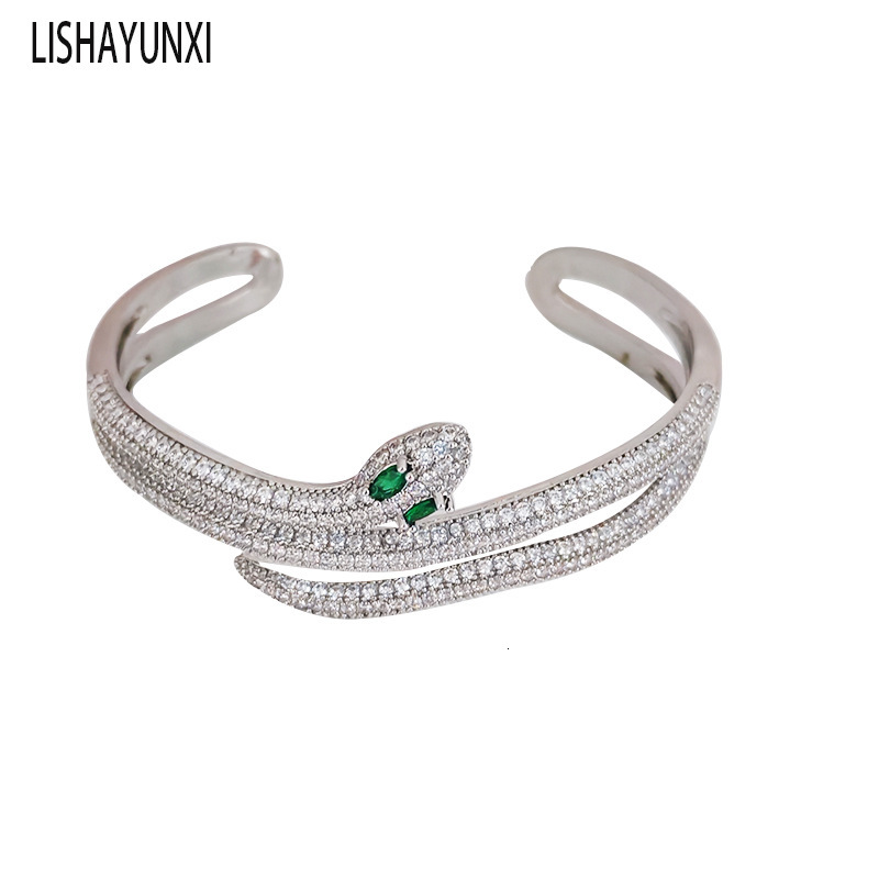 Luxury Brand Designer Jewelry Trade Simple Diamond-Studded Snake-Shaped Bracelet Personality Geometric Gold Snake Bracelet Women's Party Festival