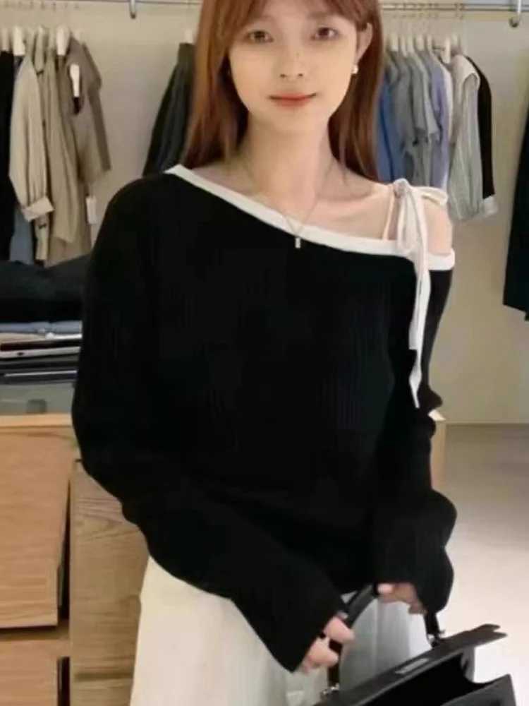 Autumn Winter Casual Long Sleeve Womens Knit Pullovers New Fashion Women Knitted Top Offshoulder Sweater Elegant Z250905