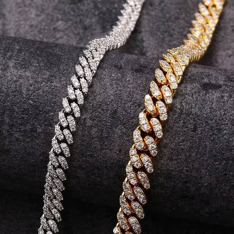 Hip Hop Jewelry Manufacturer 3A Moissanite Gold Diamond 925 Silver 6mm Cuban Link Chain Necklace