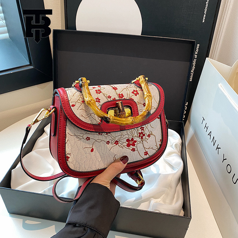 TB BHULAMTE Designer Bag Handbags Fashion Women's Bag Bamboo Knot Handbag Small Square Bag Luxury Bag 2024 Autumn Winter New Crossbody Shoulder T