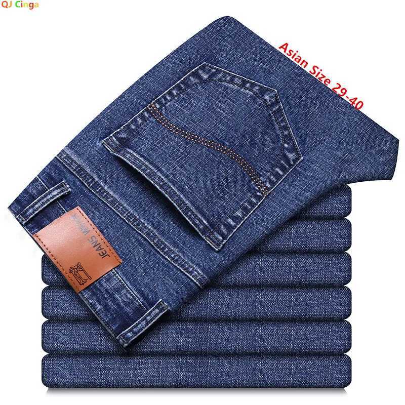 Fashion European American Style Stretch Men Jeans Luxury Mens Denim Pants Slim Straight Deep Blue Gentleman Size 2838 Slacks W250905