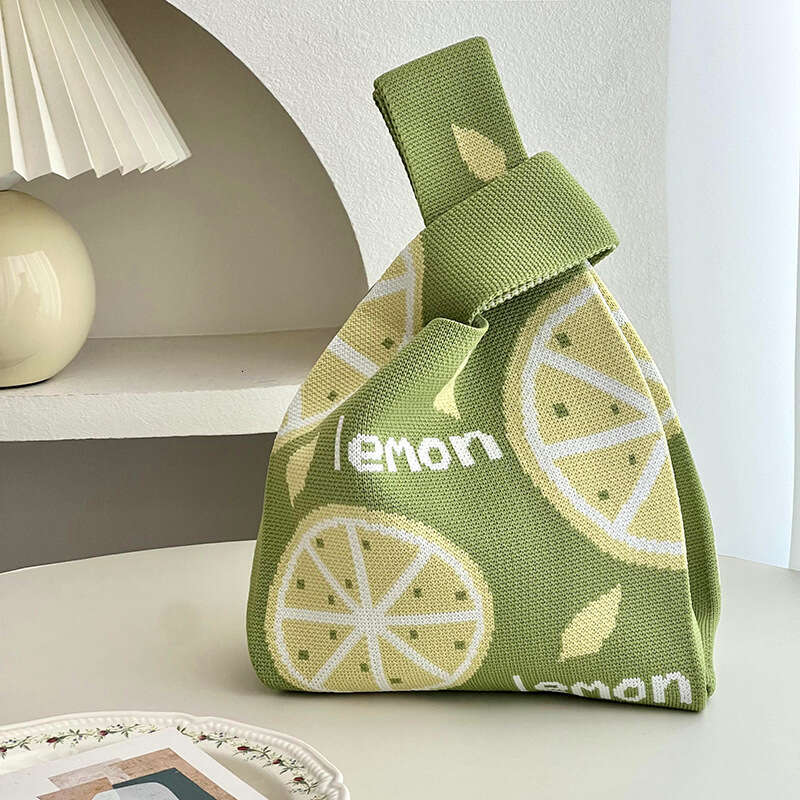 INS New Fruit Style Knitted Handbag Versatile Women's Shoulder Bucket Gift Bag