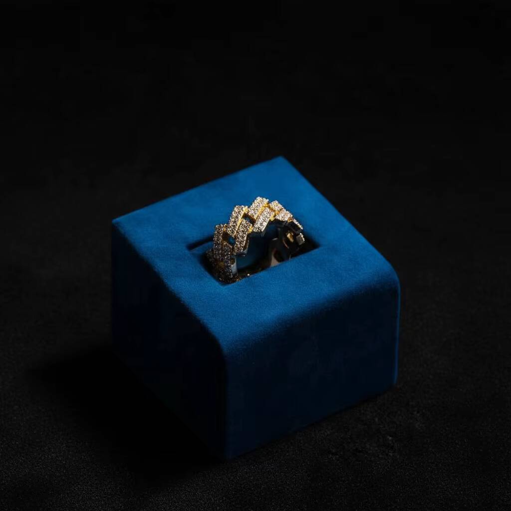 Custom Jewelry Hip Hop Solid 9K 10K 14K 18K Gold IGI VS VVS Lab Grown Diamond Iced Out 2 Rows Cuban Eternity Band Ring for Men