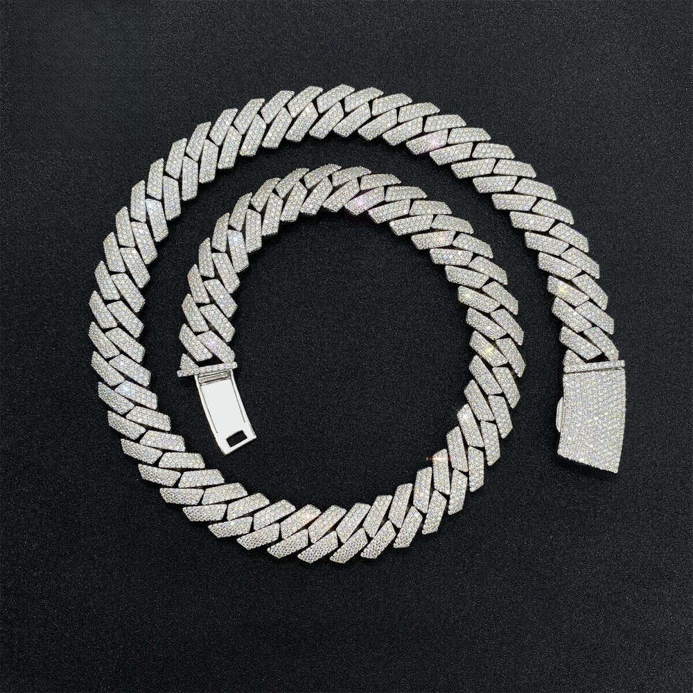 15mm Hip-Hop Rap Singer Necklace Through Diamond Testing Instrument VVS Jade Stone Cuban Chain Men's Style