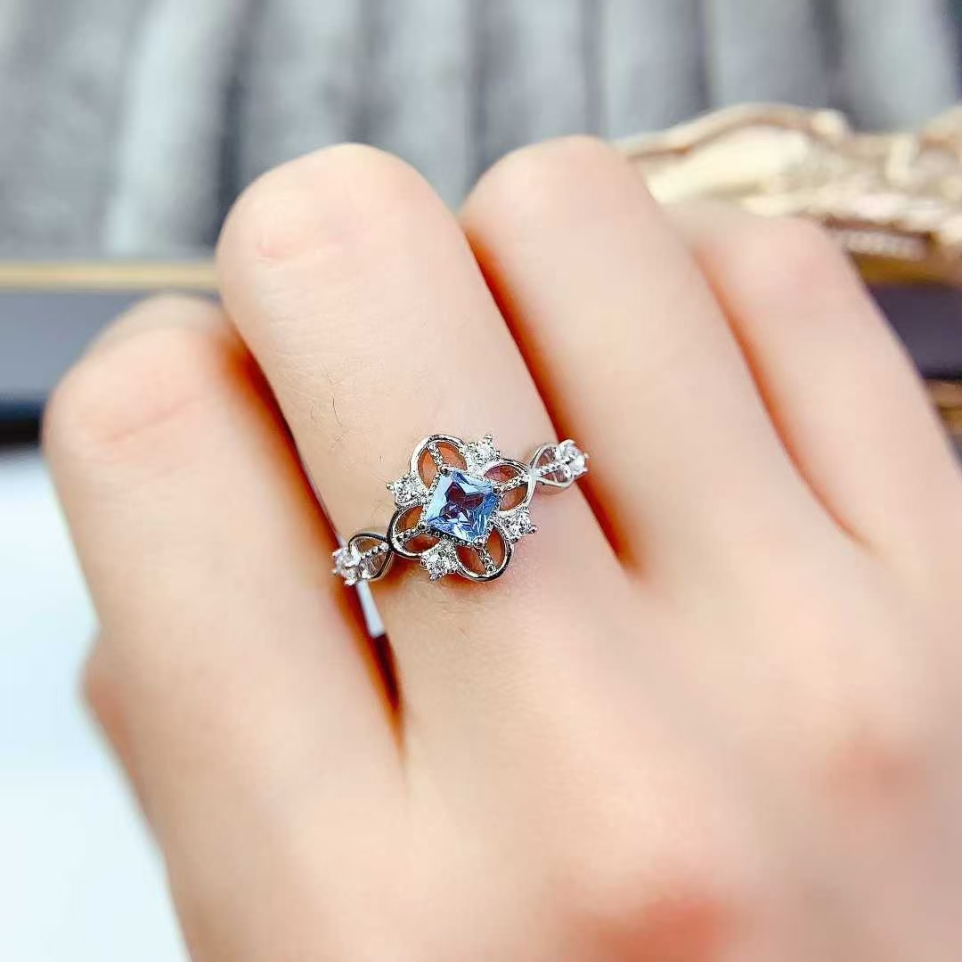 Real 925 silver topaz ring natural topaz with certificate 18K gold plated sterling silver gemstone ring