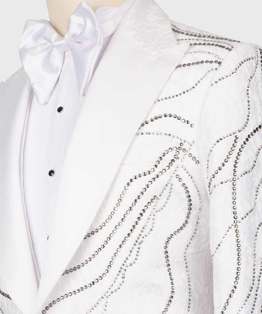 Stylish Men Suits 3 Pieces Peaked Lapel One Button Jacquard Jacket Blazers Formal Occasion Customized Tuxedos