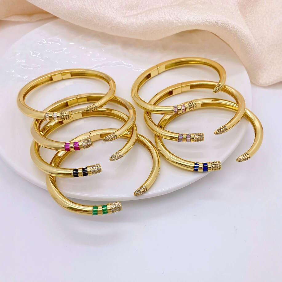 New Fashionable Bracelet Internet Celebrity Style Elegant Light High-end Colorful Zircon Open Bangle