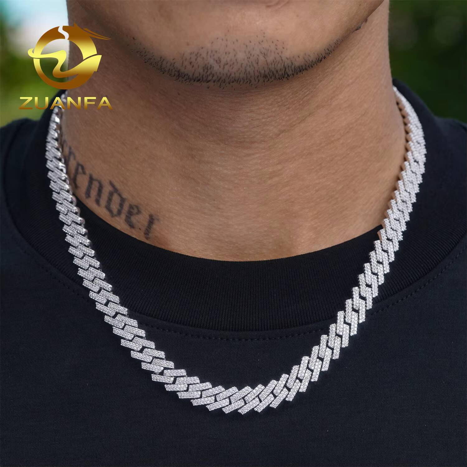 VVS 10mm Hip Hop Fine Jewelry Lab Diamond Men Necklace Sterling Silver Fully Moissanite Luxury Cuban Link Chain