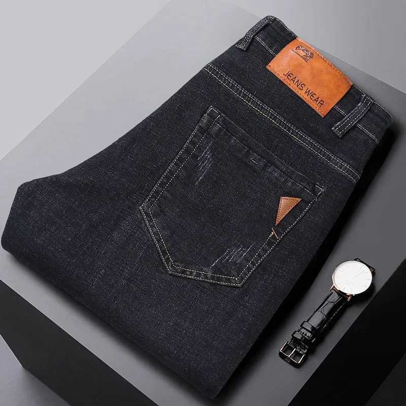 Spring Mens Black Blue Pants Pure Color Stretch Jeans Street Casual Slim Fit Trousers Male Vintage Wash Skinny Jeans for Men W250905