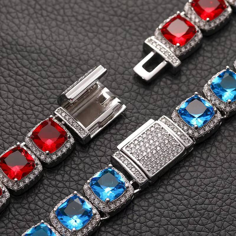 High Quality 10mm 5A Moissanite Diamond Iced Baguette Chain Micro Paved Moissanite Personalized Tennis Chain