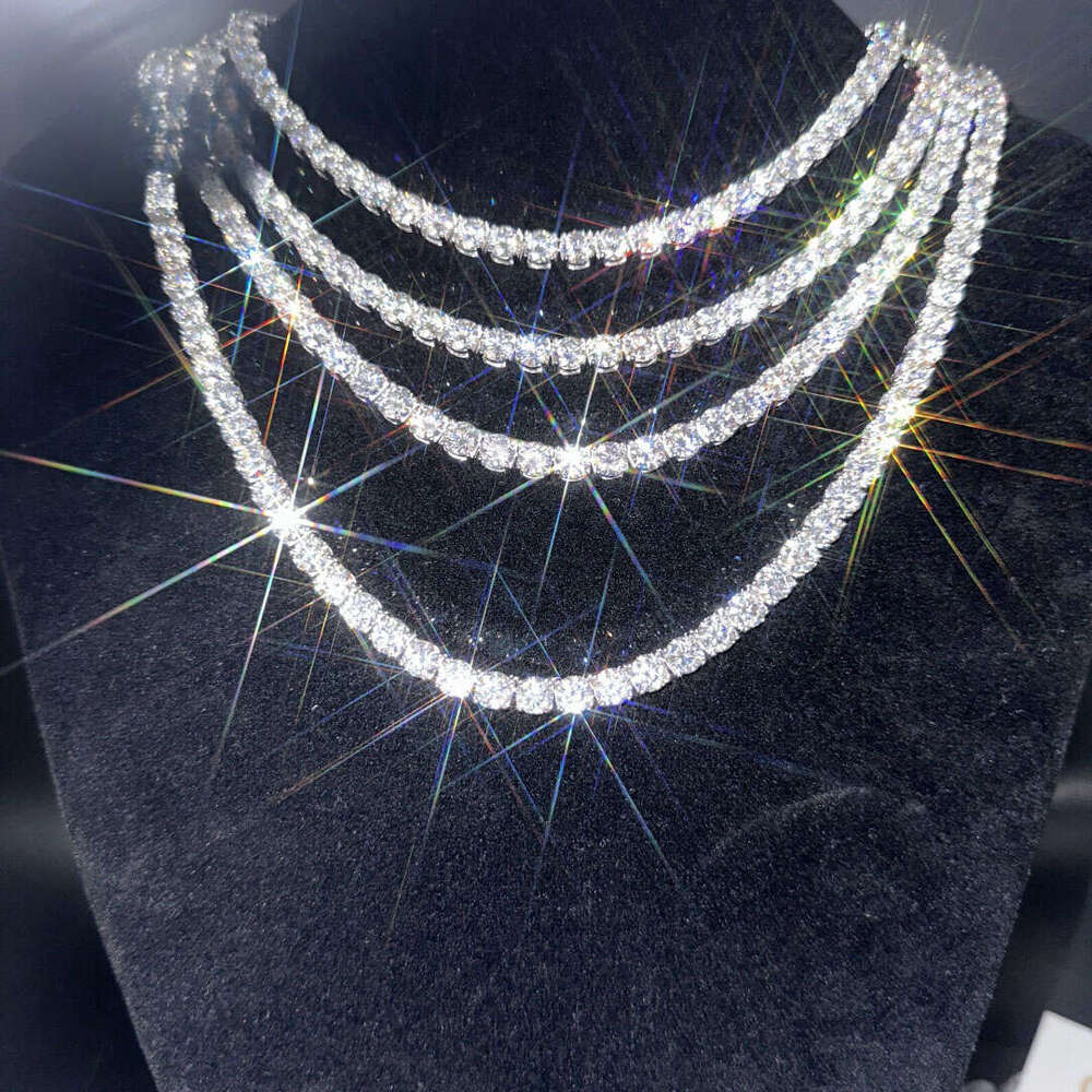 12mm Dia Moissanite Necklace Iced Out Hip Hop Jewelry Gold Plated Cuban Link Chain