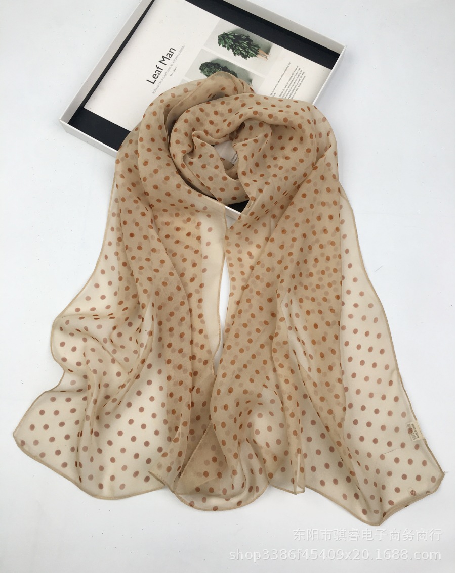 K1817 Korean imported georgette fabric spring and autumn women's printed silk scarf fashionable temperament niche tail