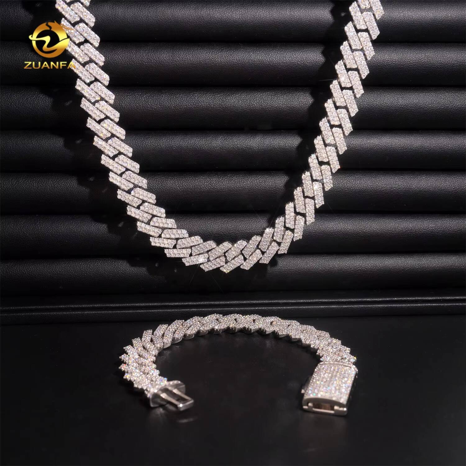 Pass Diamond Tester Hip Hop Jewelry Iced Out Necklace VVS Moissanite 925 Silver Cuban Link Chain