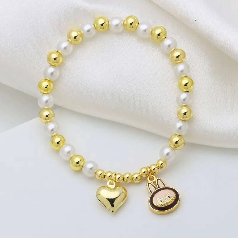 LABUBU Fashion Boutique Jewelry Gold Pleated Adjustable Labubu Charm Pendant Bracelet and Women's Bangle