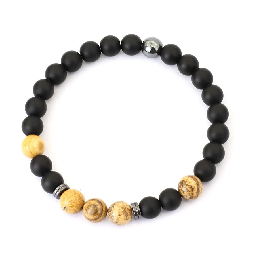Noter Handmade Mens Bracelet 8mm Onyx Tiger Eyes Stone Beaded Braclet Hematite Healing Braslet Cadeau Homme Leisure Accessories 250905