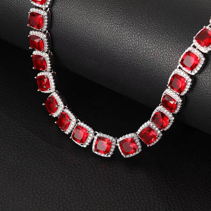 High Quality 10mm 5A Moissanite Diamond Iced Baguette Chain Micro Paved Moissanite Personalized Tennis Chain