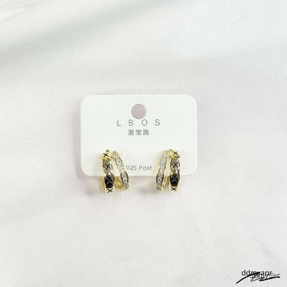 Simple And ddmydec Delicate Style, Slightly Inlaid Zircon Multi-Layer Stud Earrings, Elegant Dia-Shaped Pattern ddmydec