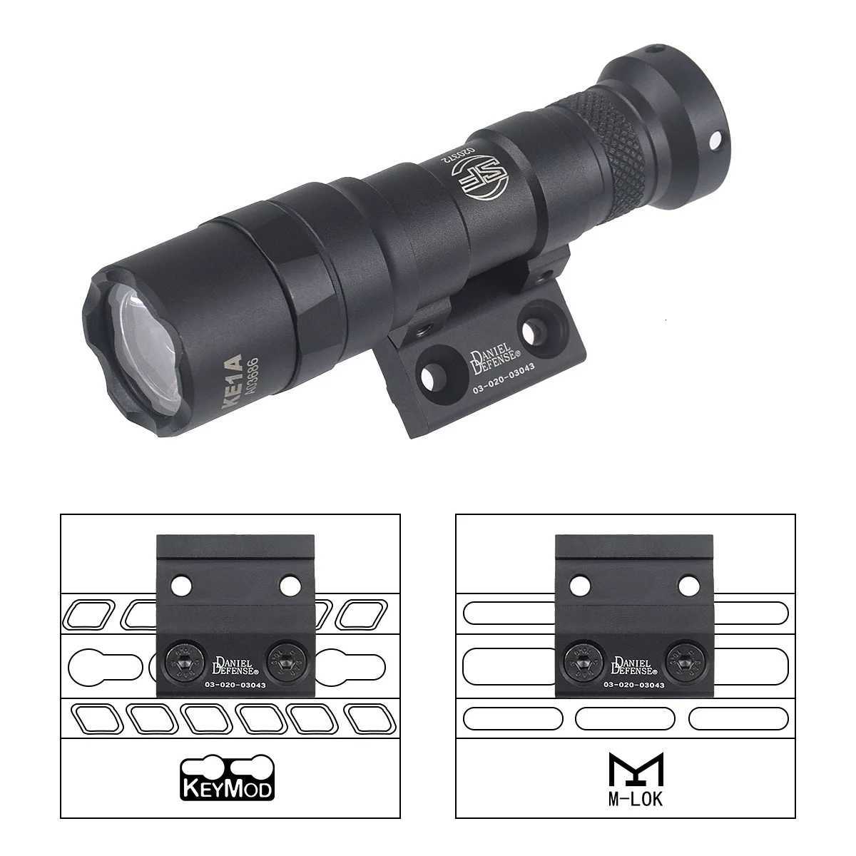 M600 M300 Tactical Flashlight Hunting Airsoft Weapons Scout Light Fit MLOK MLOK Keymod 20mm Rail Offset Mount BaseXJ250905