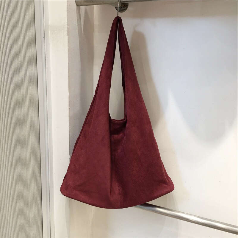This Season Autumn Winter Suede Tote Large Capacity Shoulder for Women Artistic Casual Commuter Underarm Bag