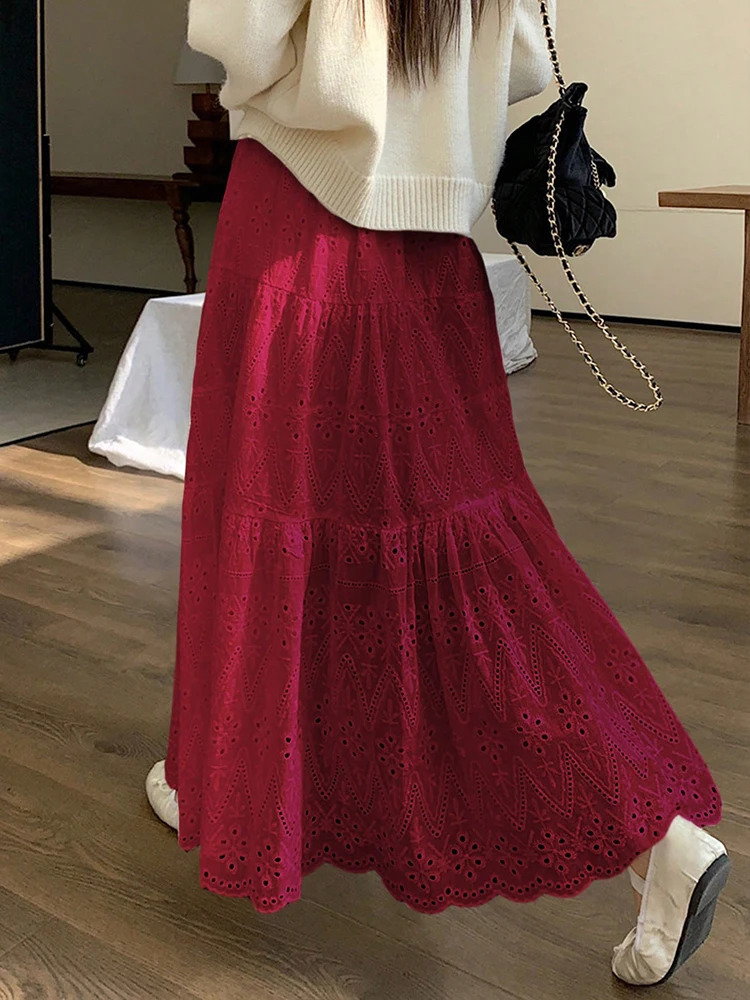 Sweety In Dresses Summer Pleated Long Skirts Girl Aline Elastic Waist Fairy Tiered Skirt Women Solid Color Womens 250905