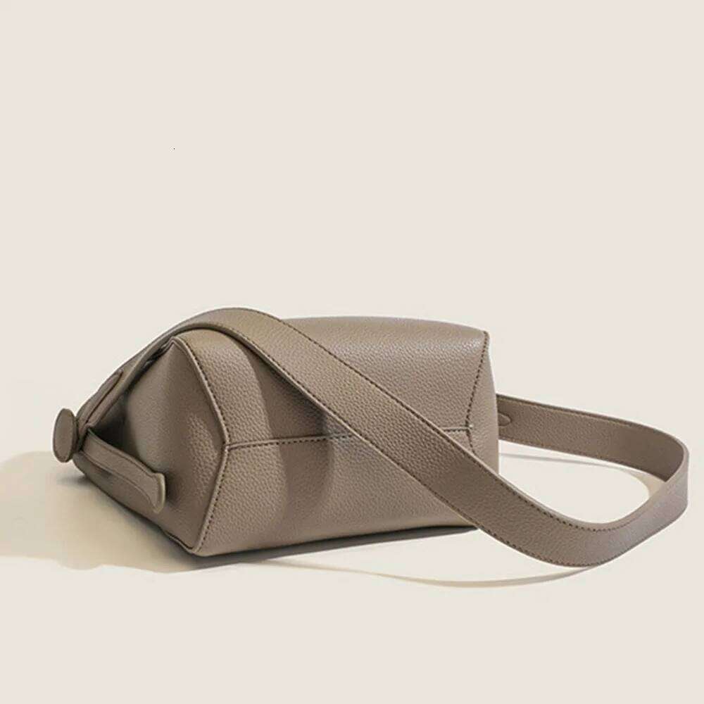 Women Shoulder Bags PU Leather Wide Strap Message Handbag Soft Casual Bucket Large Capacity Simple Multi-function Tote