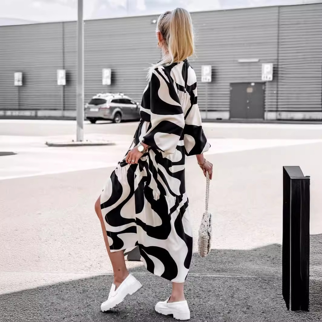 2023 Autumn Winter Womens New Fashion Loose SingleBreasted Long Sleeve Long Dress